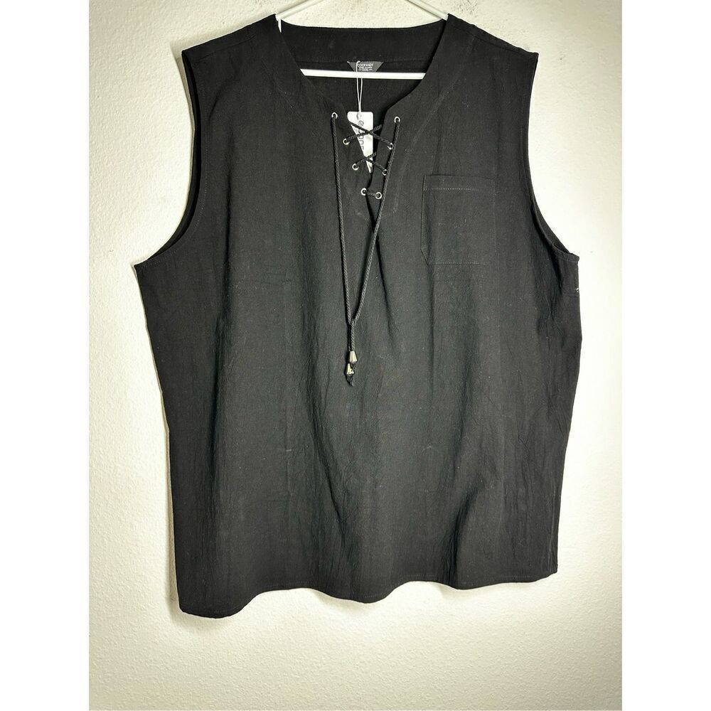 NWT Coofandy Men’s Cotton Blend Black Tank Top Size 3XL